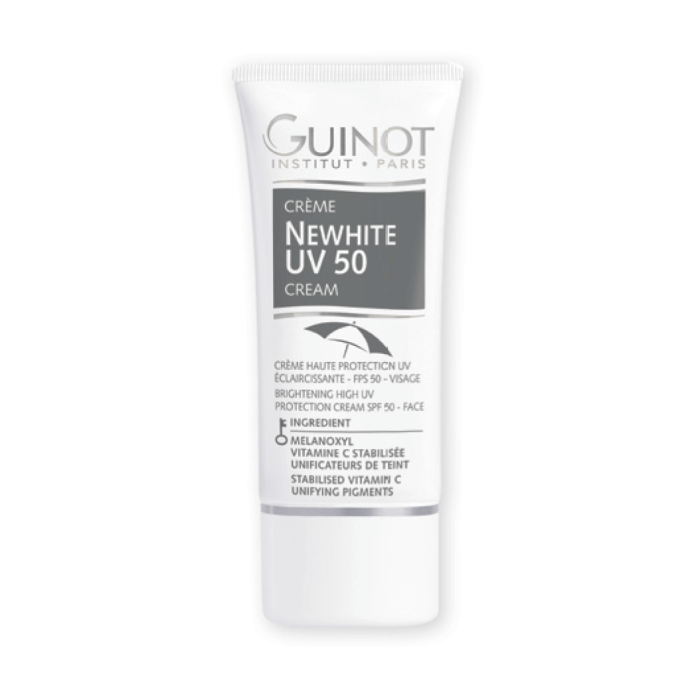 GUINOT Newhite Cream – Šviesinamoji apsauginė priemonė veidui su spalva SPF 50, 30 ml