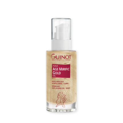 GUINOT Age Mirific prabangus senėjimo požymius lėtinantis kūno aliejus su aukso spalvos dulkėmis, 90 ml